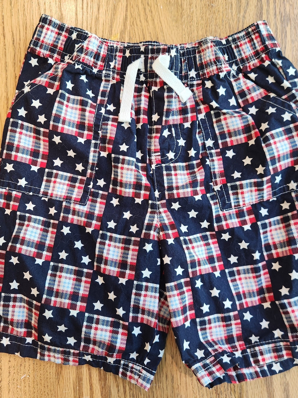 Baby Star & Plaid Navy Blue Pull-On Shorts
